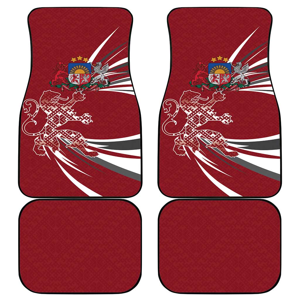 Latvia Car Mats Latvian Lion Traditional Pattern