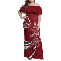 Latvia Family Matching Off Shoulder Maxi Dress and Hawaiian Shirt Latvian Lion Traditional Pattern