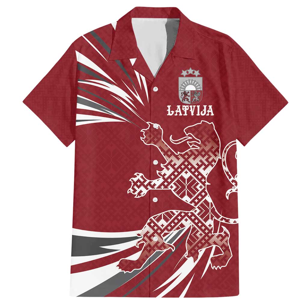Latvia Hawaiian Shirt Latvian Lion Traditional Pattern