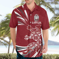 Latvia Hawaiian Shirt Latvian Lion Traditional Pattern