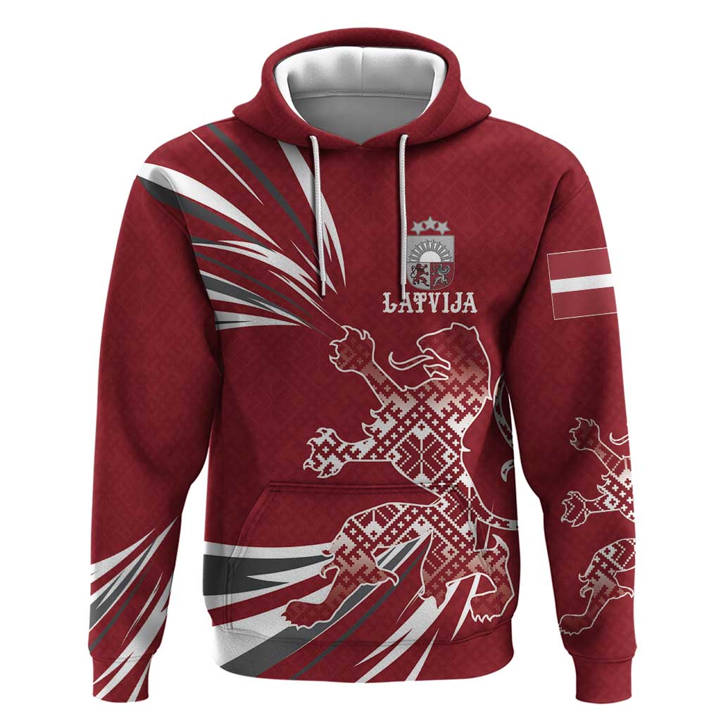 Latvia Hoodie Latvian Lion Traditional Pattern