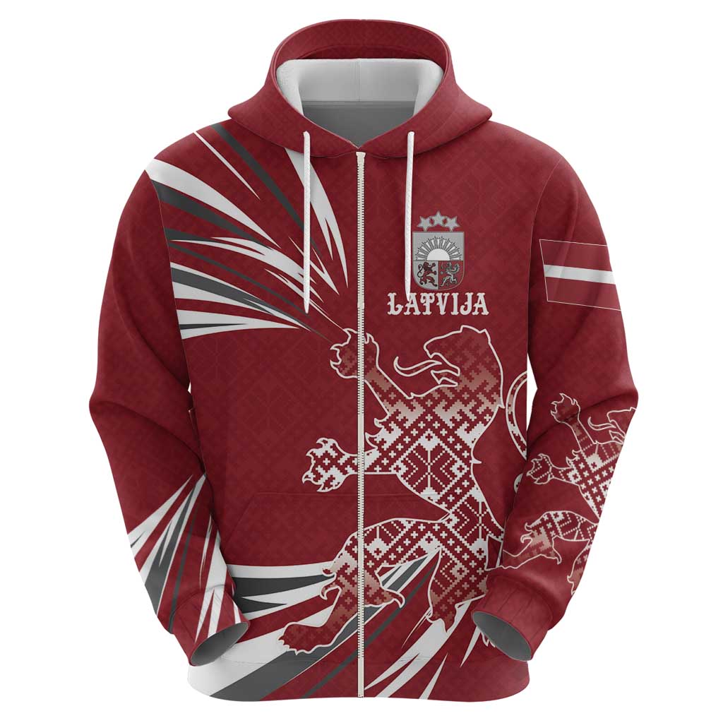 Latvia Hoodie Latvian Lion Traditional Pattern