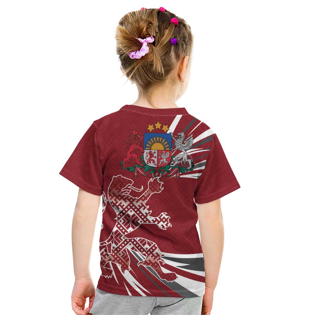 Latvia Kid T Shirt Latvian Lion Traditional Pattern