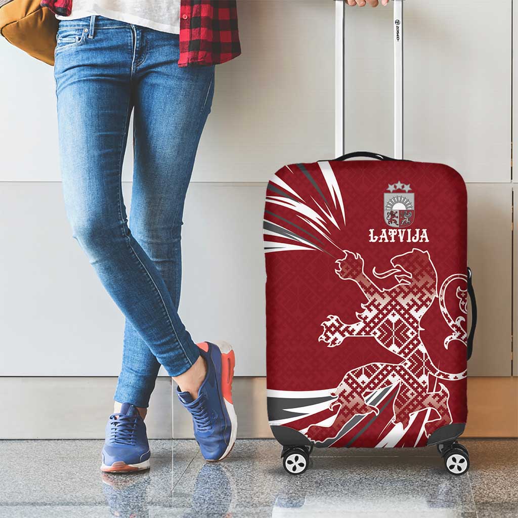 Latvia Luggage Cover Latvian Lion Traditional Pattern
