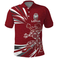 Latvia Polo Shirt Latvian Lion Traditional Pattern
