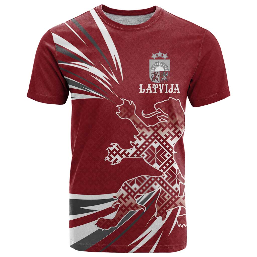 Latvia T Shirt Latvian Lion Traditional Pattern