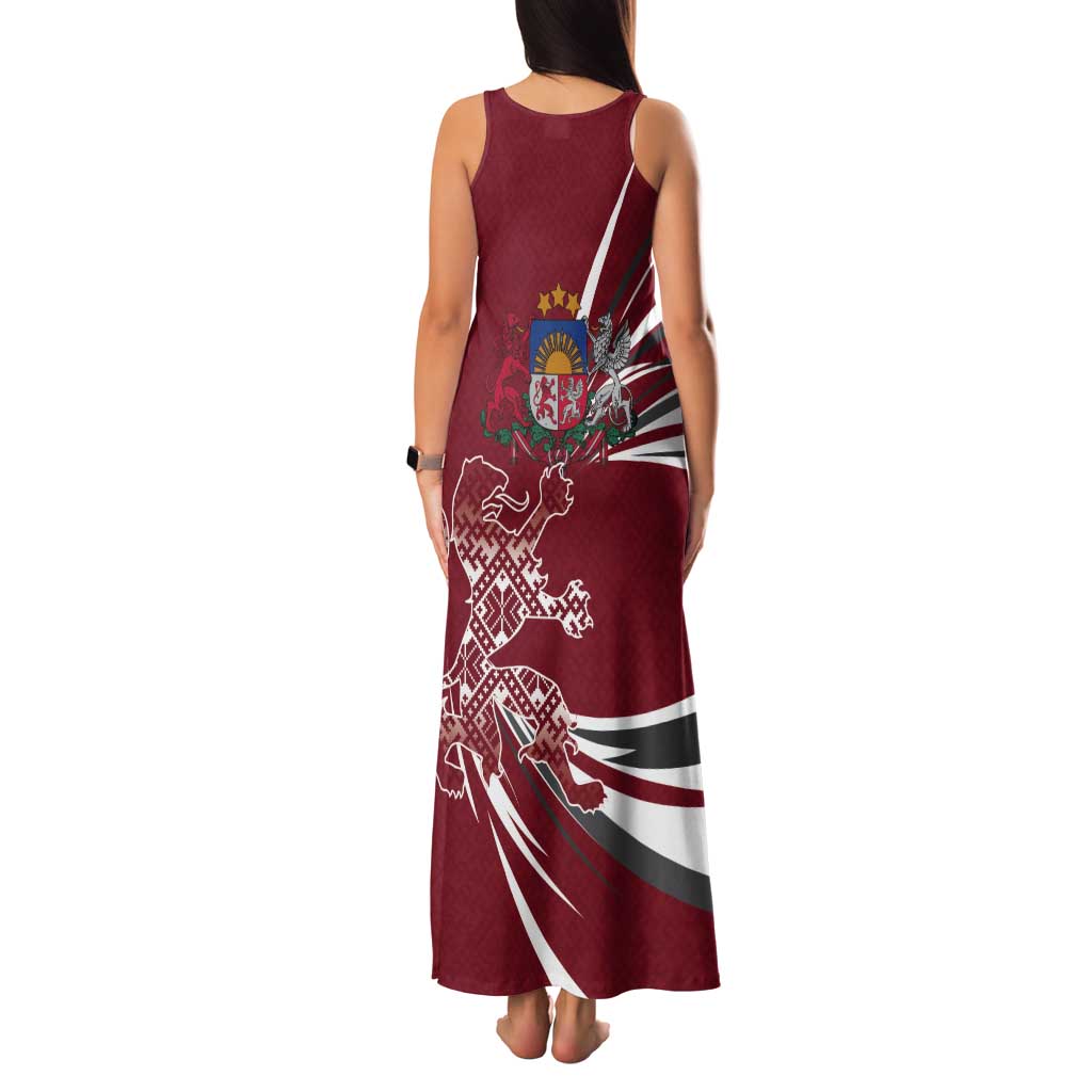 Latvia Tank Maxi Dress Latvian Lion Traditional Pattern