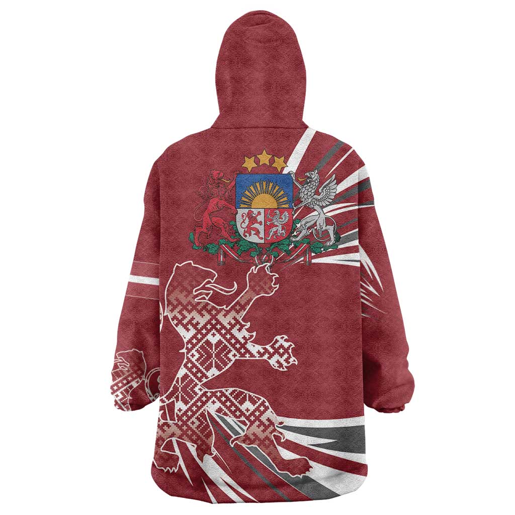 Latvia Wearable Blanket Hoodie Latvian Lion Traditional Pattern