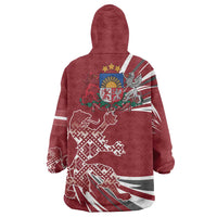 Latvia Wearable Blanket Hoodie Latvian Lion Traditional Pattern