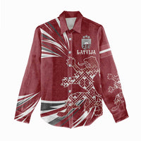 Latvia Women Casual Shirt Latvian Lion Traditional Pattern