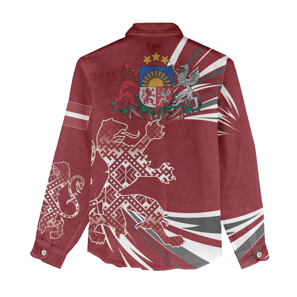 Latvia Women Casual Shirt Latvian Lion Traditional Pattern