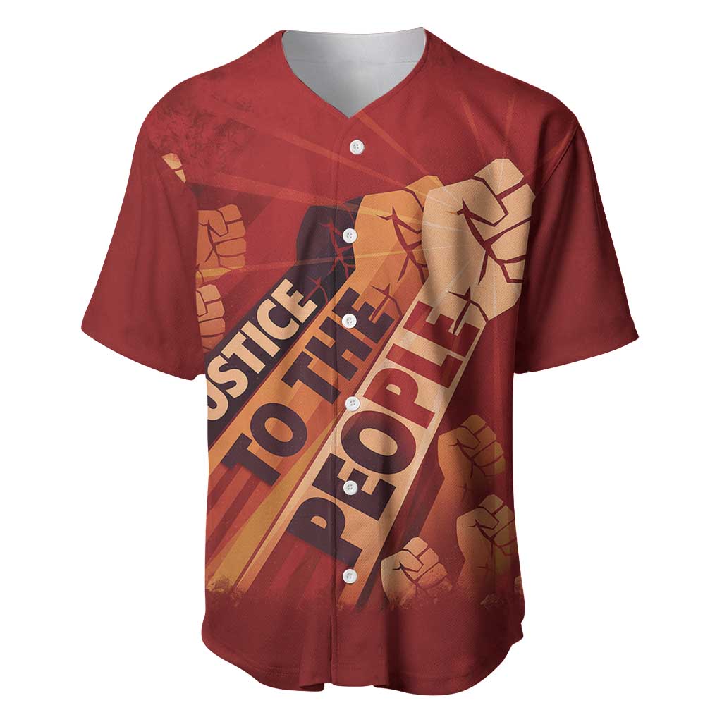 Justice To The People Baseball Jersey African Raised Fist