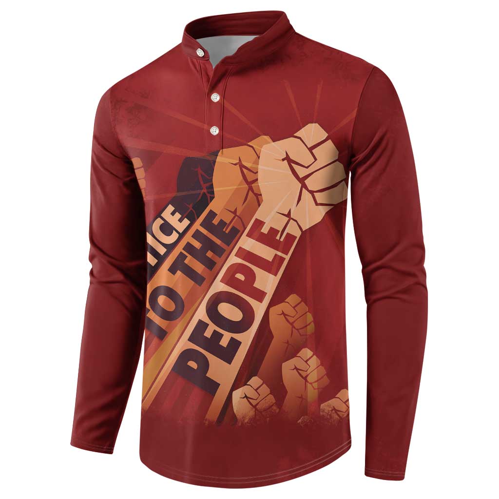 Justice To The People Button Sweatshirt African Raised Fist