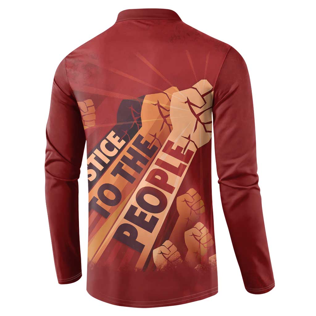 Justice To The People Button Sweatshirt African Raised Fist