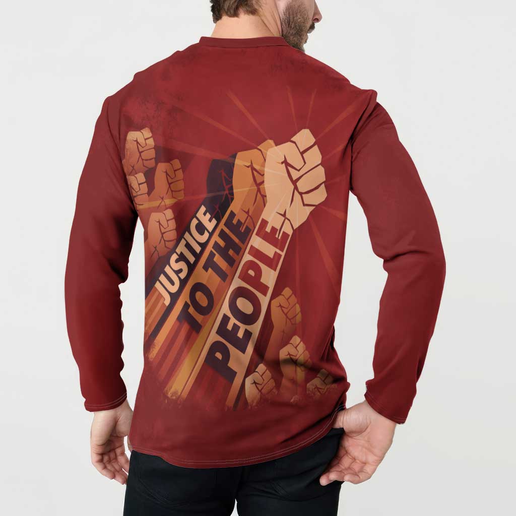 Justice To The People Button Sweatshirt African Raised Fist