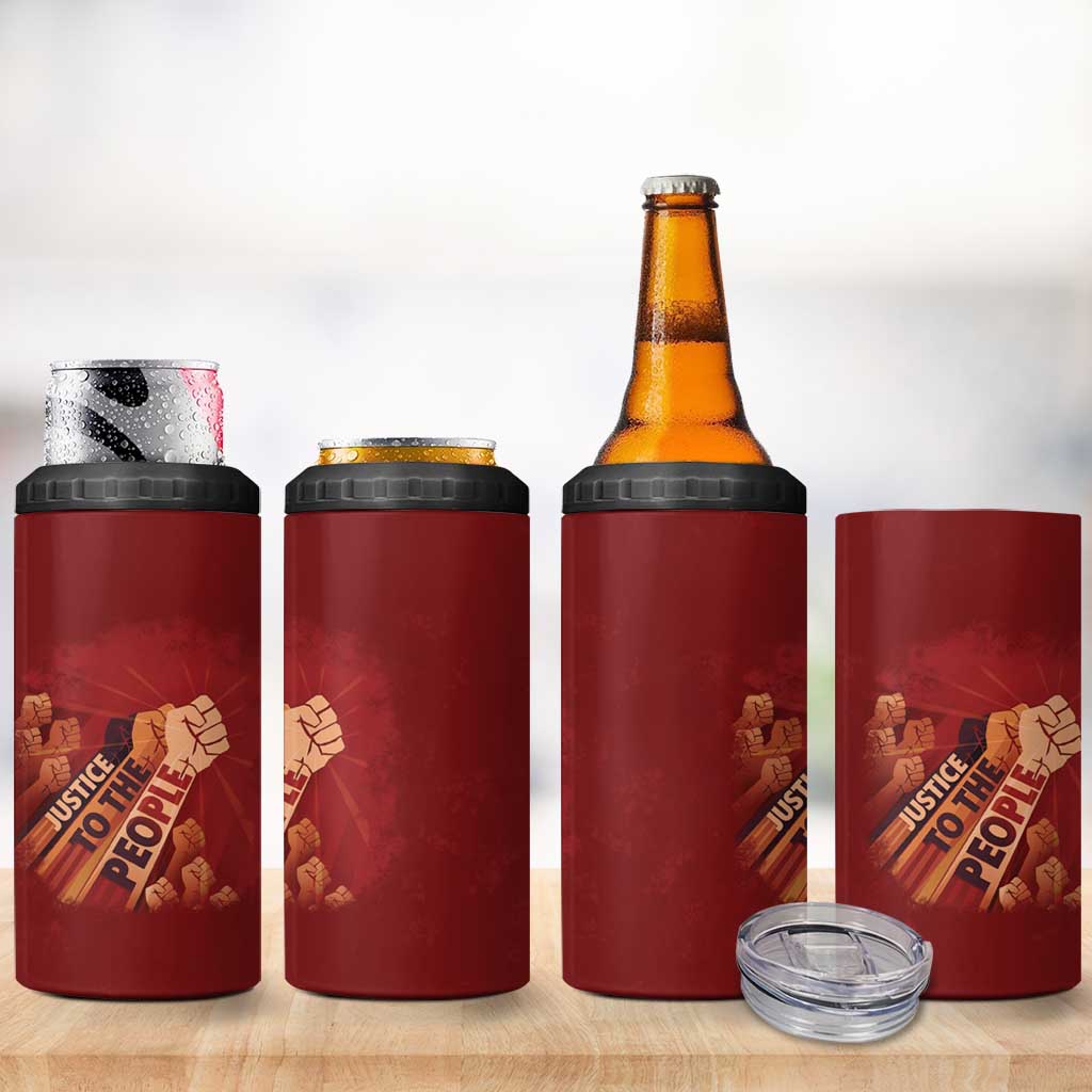Justice To The People 4 in 1 Can Cooler Tumbler African Raised Fist
