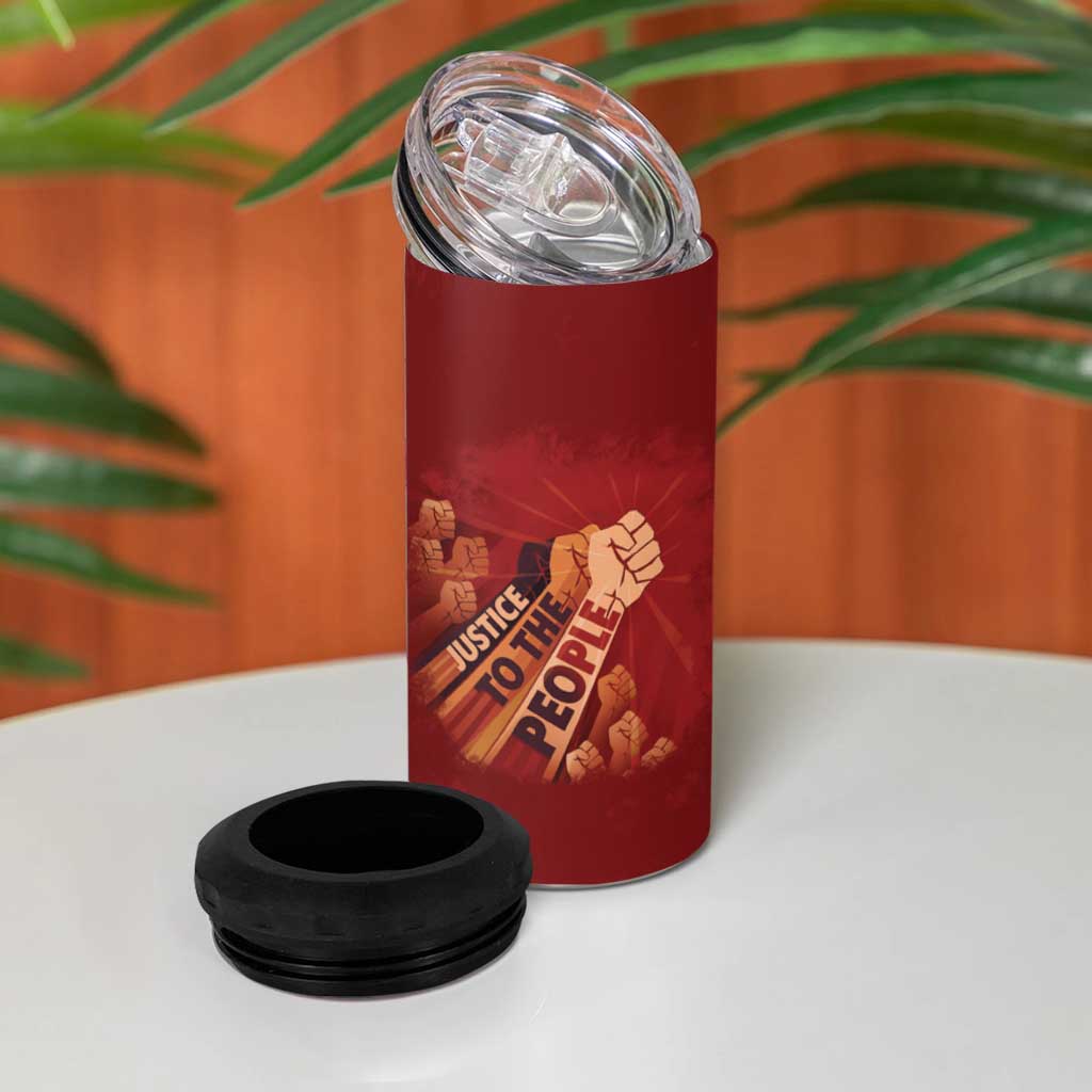 Justice To The People 4 in 1 Can Cooler Tumbler African Raised Fist