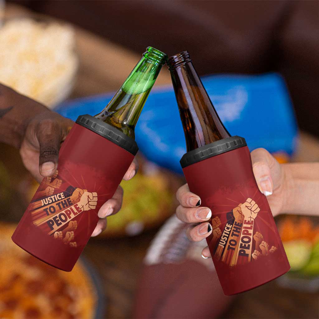 Justice To The People 4 in 1 Can Cooler Tumbler African Raised Fist