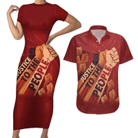 Justice To The People Couples Matching Short Sleeve Bodycon Dress and Hawaiian Shirt African Raised Fist