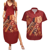 Justice To The People Couples Matching Summer Maxi Dress and Hawaiian Shirt African Raised Fist