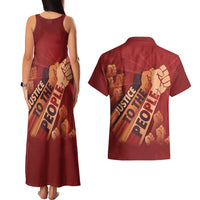 Justice To The People Couples Matching Tank Maxi Dress and Hawaiian Shirt African Raised Fist