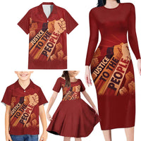 Justice To The People Family Matching Long Sleeve Bodycon Dress and Hawaiian Shirt African Raised Fist