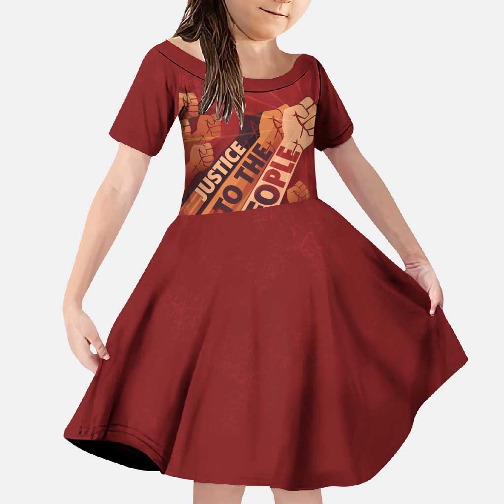Justice To The People Family Matching Off Shoulder Maxi Dress and Hawaiian Shirt African Raised Fist