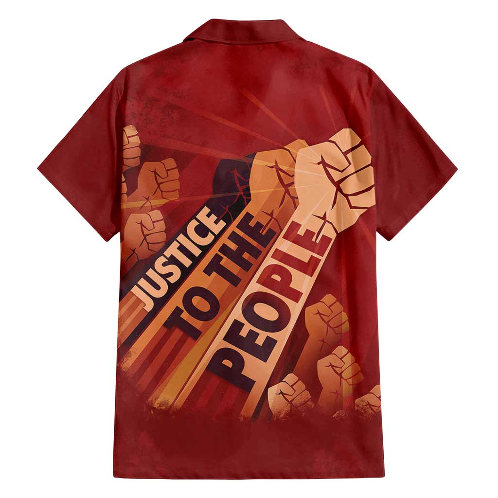 Justice To The People Family Matching Off Shoulder Maxi Dress and Hawaiian Shirt African Raised Fist
