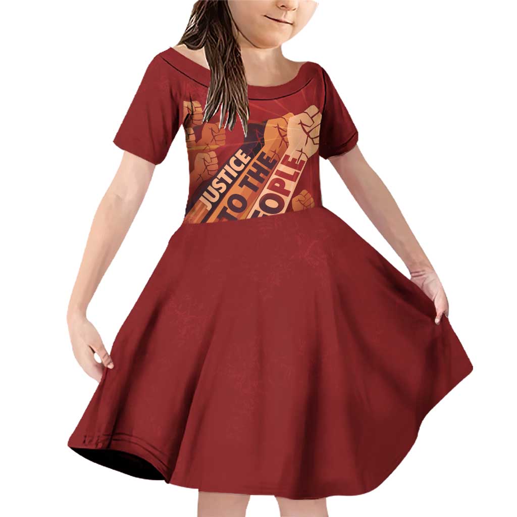Justice To The People Family Matching Off Shoulder Short Dress and Hawaiian Shirt African Raised Fist