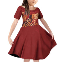 Justice To The People Family Matching Off Shoulder Short Dress and Hawaiian Shirt African Raised Fist