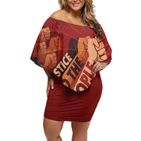 Justice To The People Family Matching Off Shoulder Short Dress and Hawaiian Shirt African Raised Fist