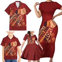 Justice To The People Family Matching Short Sleeve Bodycon Dress and Hawaiian Shirt African Raised Fist