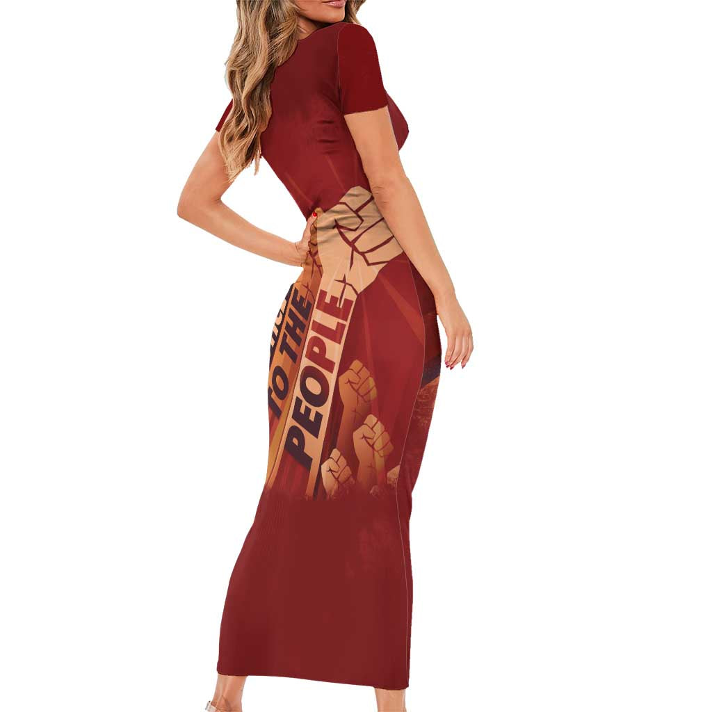 Justice To The People Family Matching Short Sleeve Bodycon Dress and Hawaiian Shirt African Raised Fist
