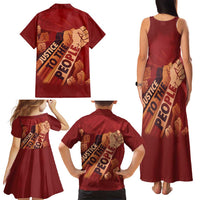 Justice To The People Family Matching Tank Maxi Dress and Hawaiian Shirt African Raised Fist
