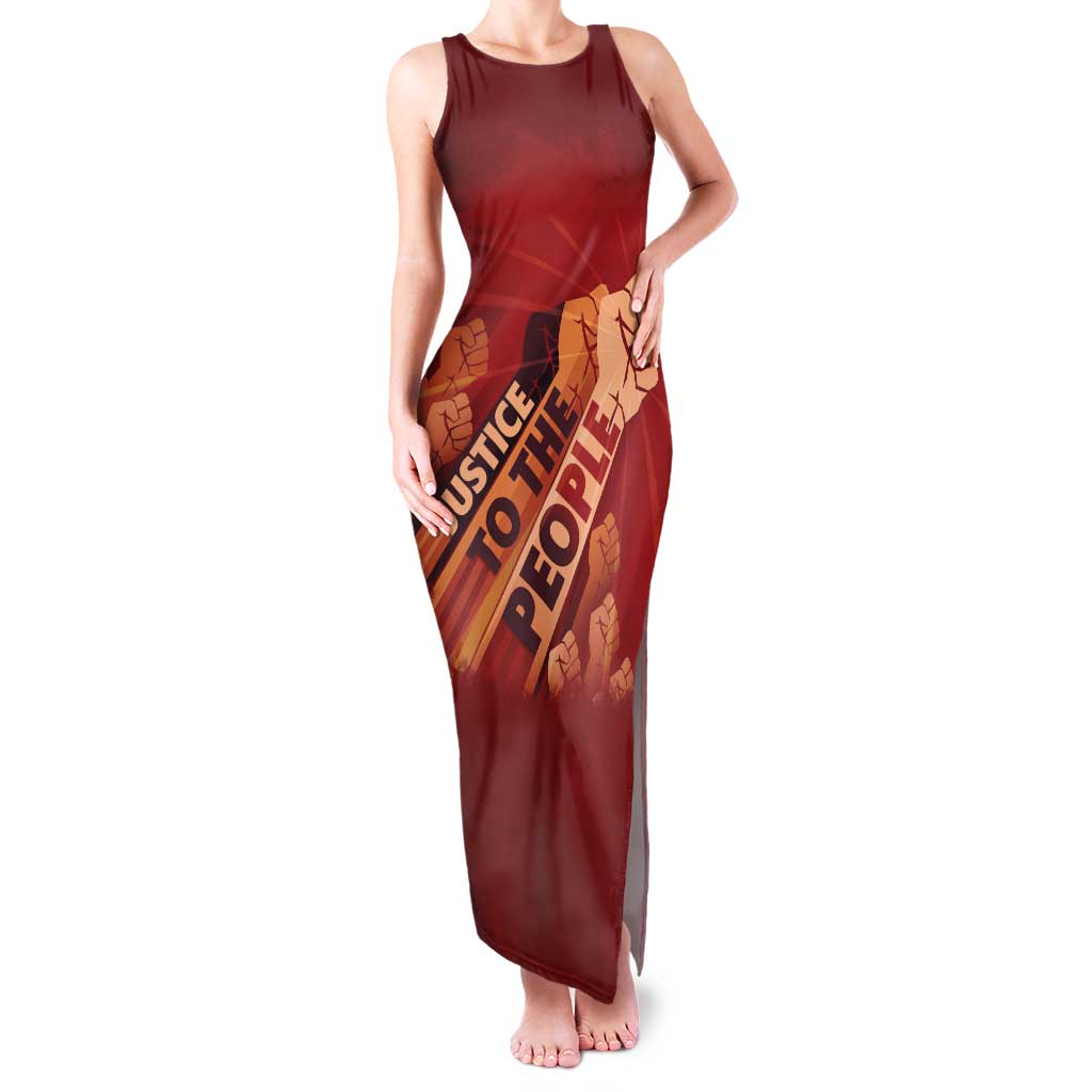 Justice To The People Family Matching Tank Maxi Dress and Hawaiian Shirt African Raised Fist