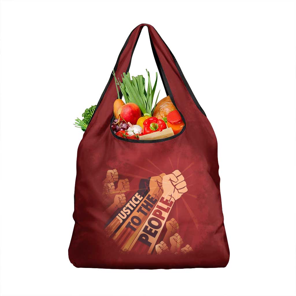 Justice To The People Grocery Bag African Raised Fist