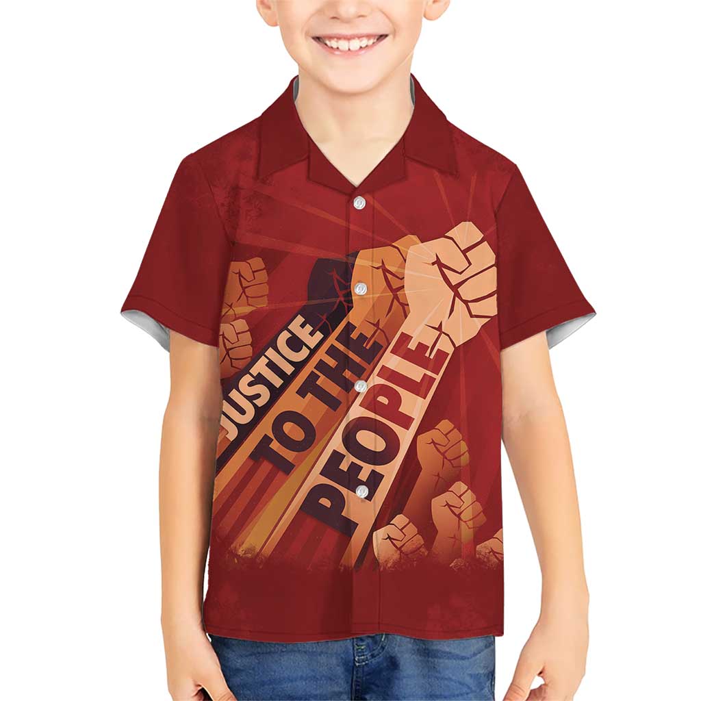 Justice To The People Kid Hawaiian Shirt African Raised Fist
