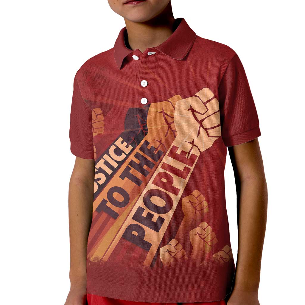 Justice To The People Kid Polo Shirt African Raised Fist