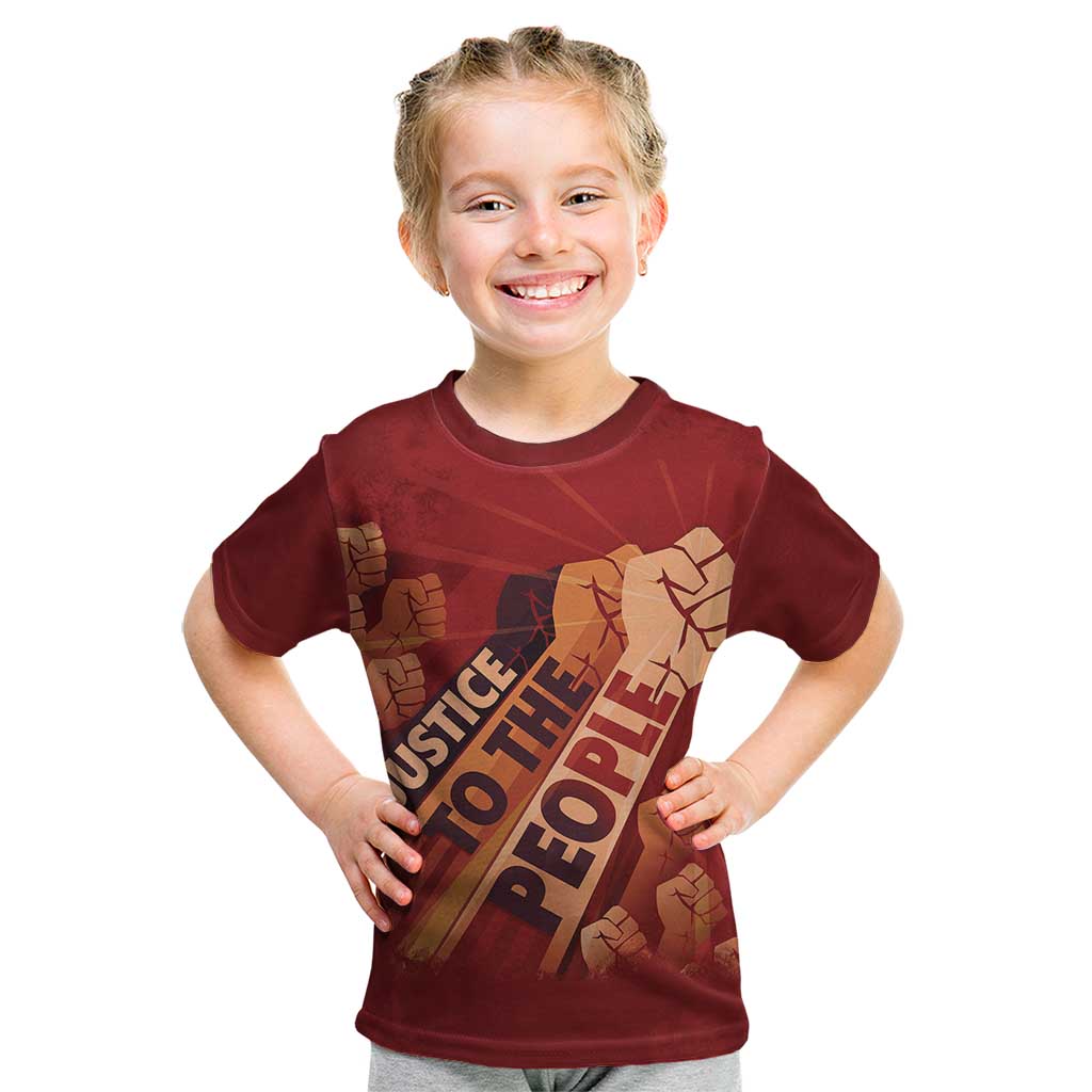 Justice To The People Kid T Shirt African Raised Fist