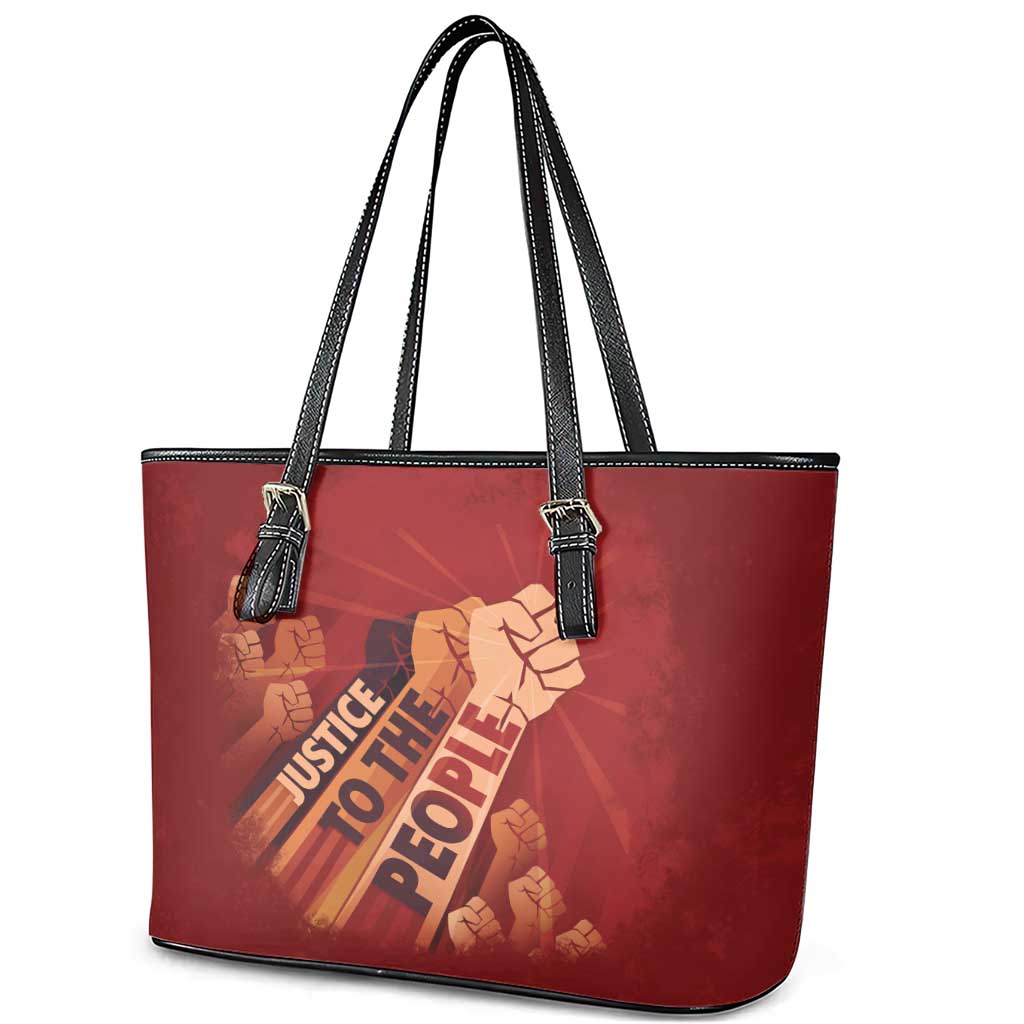 Justice To The People Leather Tote Bag African Raised Fist