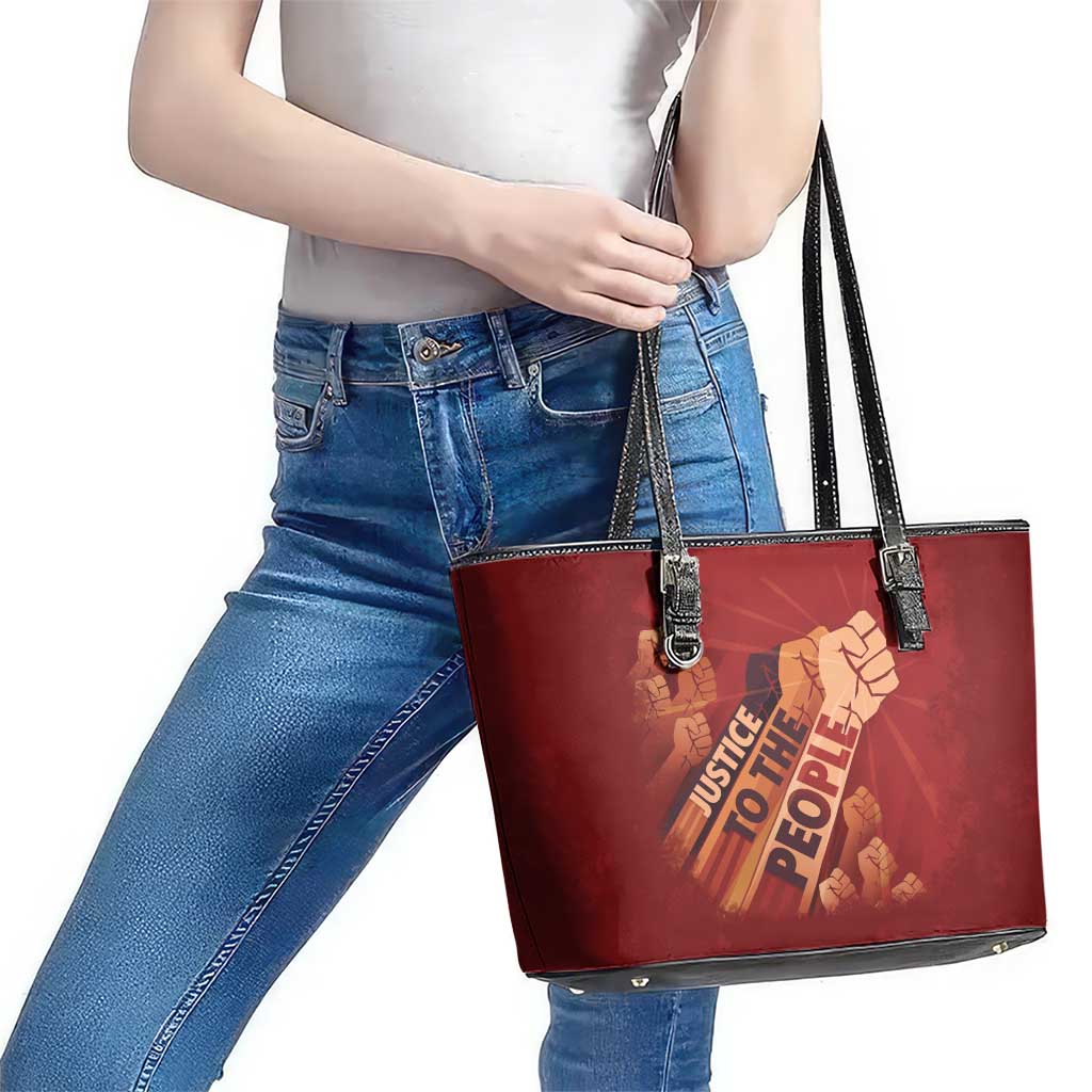 Justice To The People Leather Tote Bag African Raised Fist