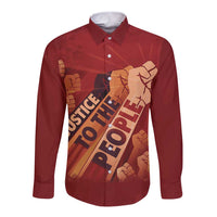 Justice To The People Long Sleeve Button Shirt African Raised Fist