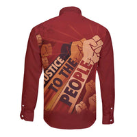 Justice To The People Long Sleeve Button Shirt African Raised Fist