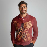 Justice To The People Long Sleeve Polo Shirt African Raised Fist