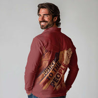 Justice To The People Long Sleeve Polo Shirt African Raised Fist