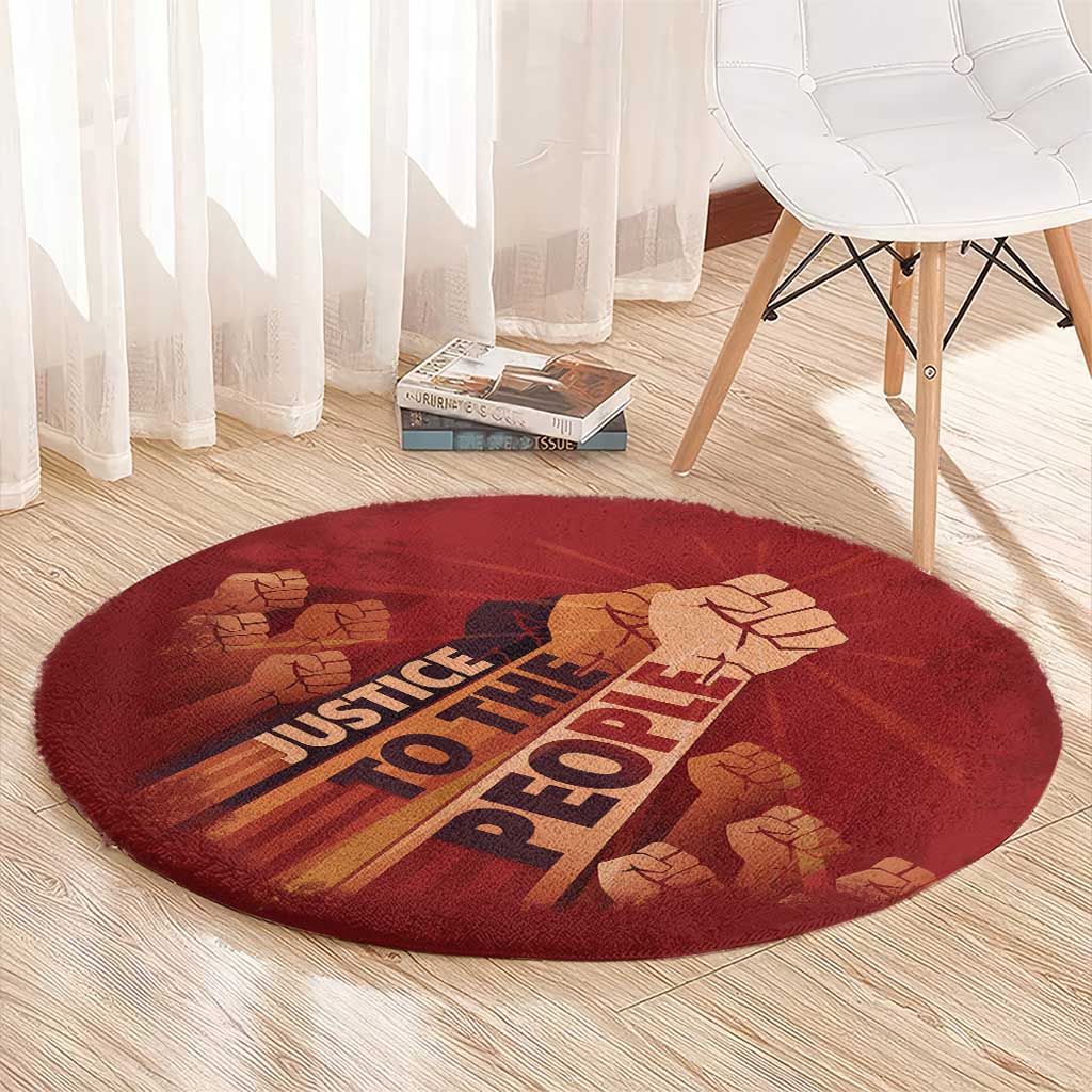 Justice To The People Round Carpet African Raised Fist