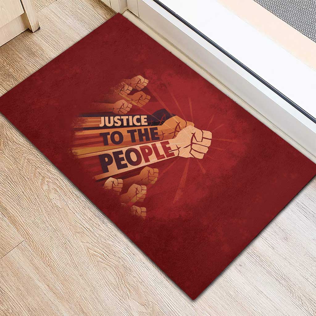 Justice To The People Rubber Doormat African Raised Fist