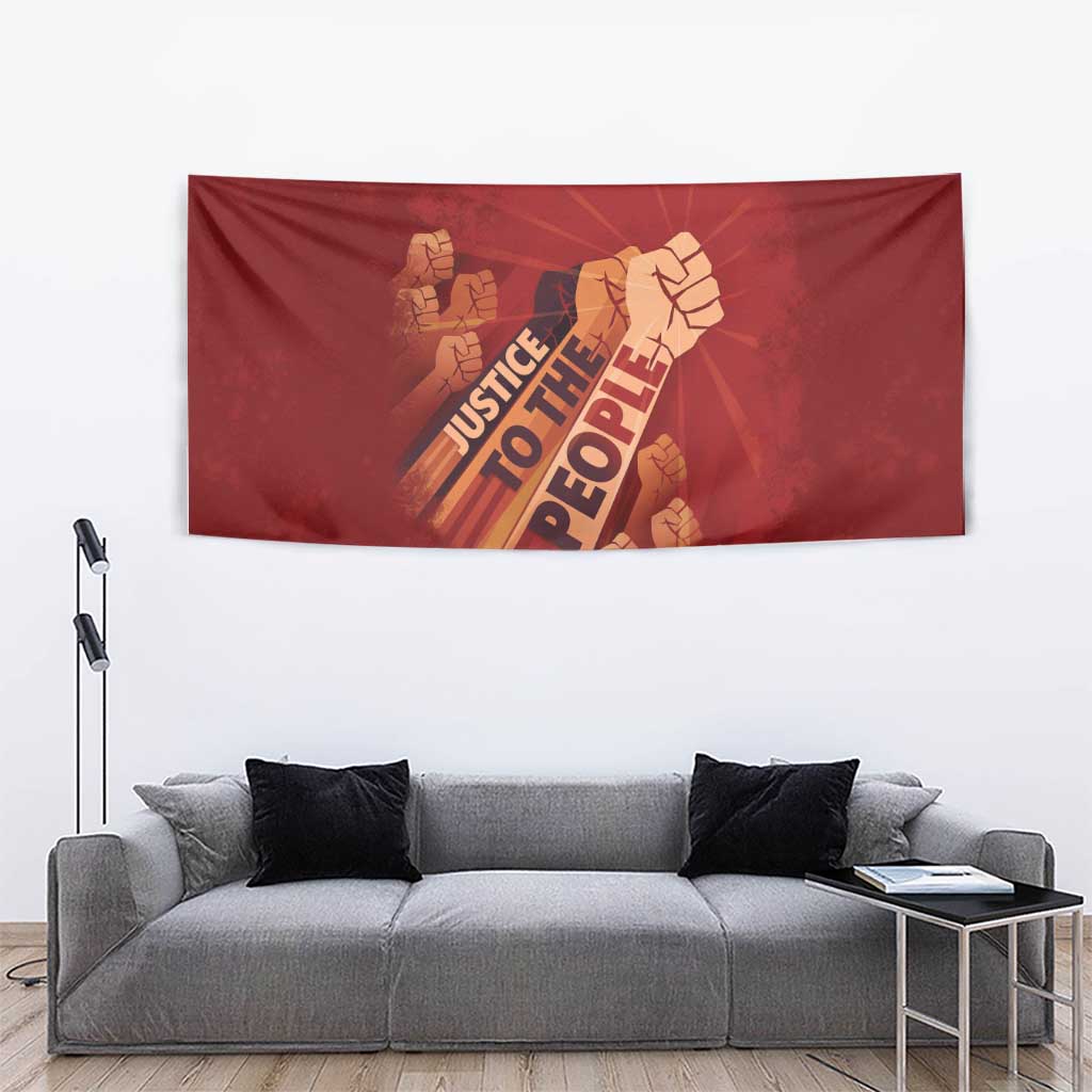 Justice To The People Tapestry African Raised Fist