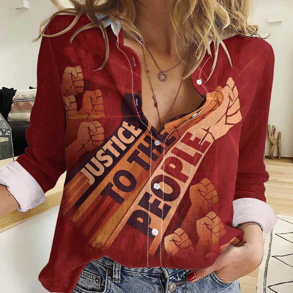 Justice To The People Women Casual Shirt African Raised Fist