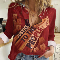Justice To The People Women Casual Shirt African Raised Fist